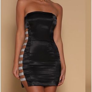 Black Diamante Mini Dress by Meshki